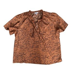 Nine West XXL‎ Short Sleeve Tribal Gathered Tie T-shirt